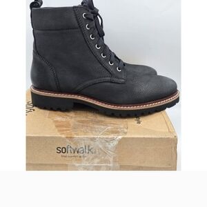 Softwalk Black Lace-Up Boots